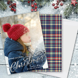 Frohe Weihnachtskalligrafie Script Navy Blue Karie Feiertagskarte