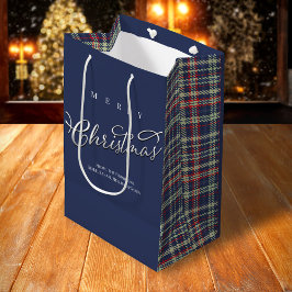 Frohe Weihnachtskalligrafie Script Navy Blue Karie Mittlere Geschenktüte