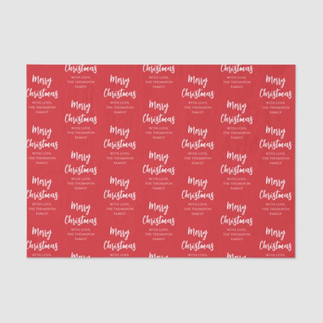 Frohe Weihnachtskalligrafie Script Simple Red Seidenpapier (Vorderseite)