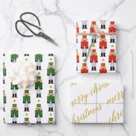 Frohe Weihnachtskalligrafie Traditionelle Nutcrack Geschenkpapier Set