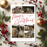 Frohe Weihnachtskalligraphie Foto Magnetkarte<br><div class="desc">Das fröhliche Weihnachtskalligrafie-Foto Magnetic Card verfügt über moderne Kalligraphie-Schrift vorne,  zusammen mit fünf Fotos,  und ein festliches Weihnachtsfest auf der Rückseite kariert.</div>