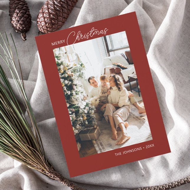 Frohe Weihnachtskalligraphie Foto Red Feiertagskarte (Von Creator hochgeladen)