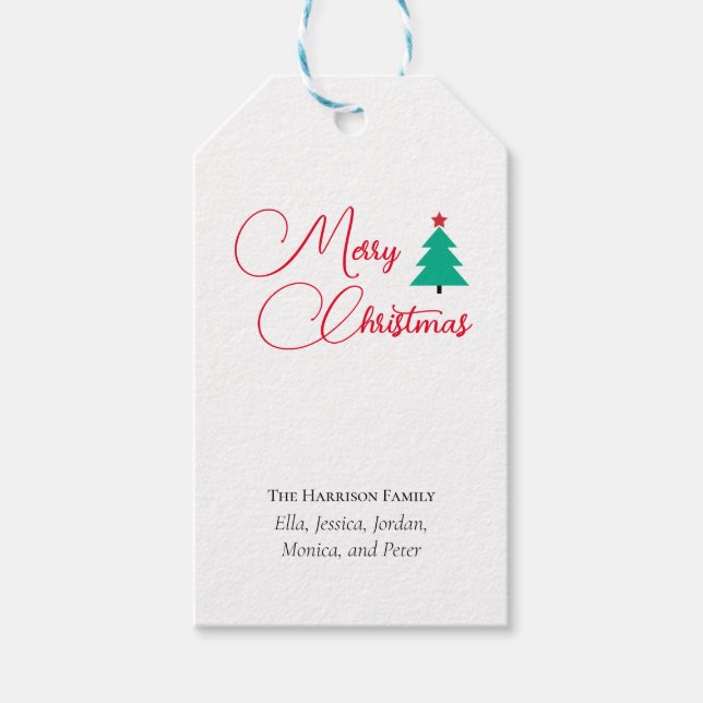 Frohe Weihnachtskalligraphie individuell anpassbar Geschenkanhänger (Vorderseite)