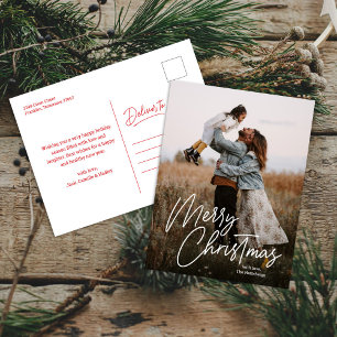 Frohe Weihnachtskalligraphie Lettering Foto Feiertagspostkarte