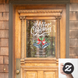 Frohe Weihnachtskalligraphie Silver Bells Fensteraufkleber