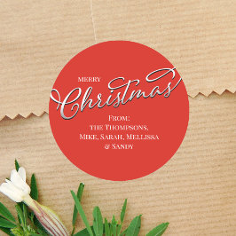 Frohe Weihnachtskalligraphie Winter Red Green Kari Runder Aufkleber