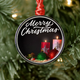Frohe Weihnachtskandle Ornament Aus Metall