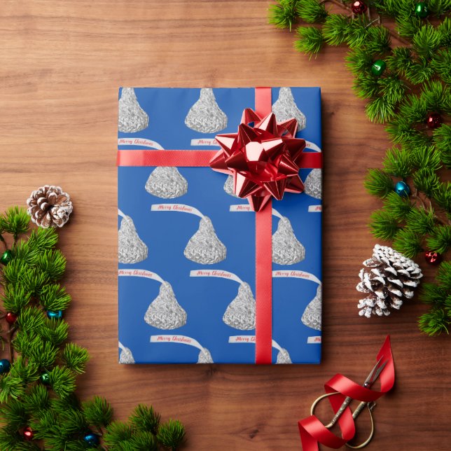 Frohe Weihnachtskandy auf Blue Geschenkpapier (Feiertagsgeschenk)