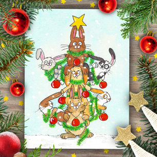 Frohe Weihnachtskaninchen Postkarte