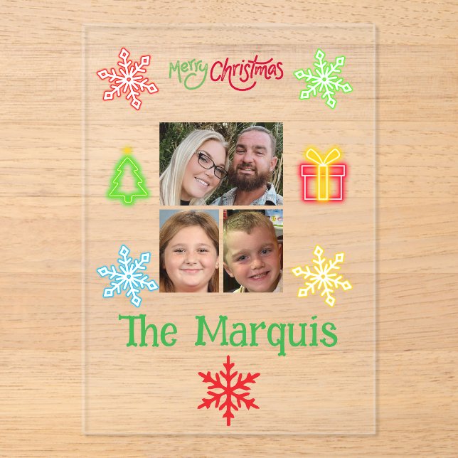 Frohe Weihnachtskarte der Acrylfamilie Acryleinladungen (Vorderseite)