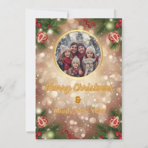 Frohe Weihnachtskarte – Familienporträt im Schnee Einladung