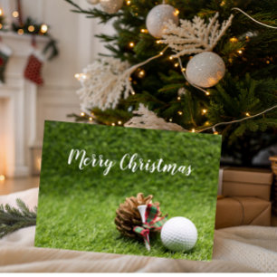 Frohe Weihnachtskarte für Golfer mit Golfball Feiertagskarte
