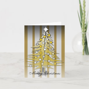 Frohe Weihnachtskarte Gold Weihnachtsbaum Feiertagskarte