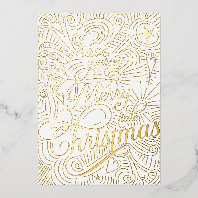 Frohe Weihnachtskarte Illustriert Folieneinladung (Vorderseite)