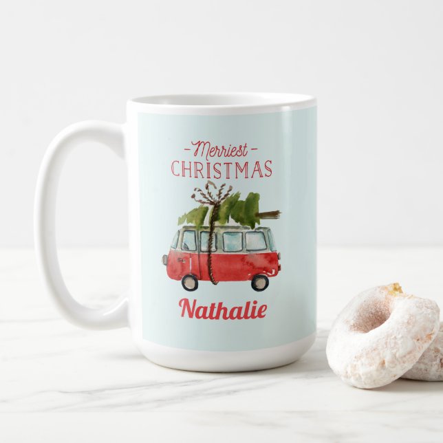Frohe Weihnachtskarte Kaffeetasse (Mit Donut)