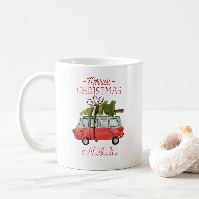 Frohe Weihnachtskarte Kaffeetasse (Mit Donut)