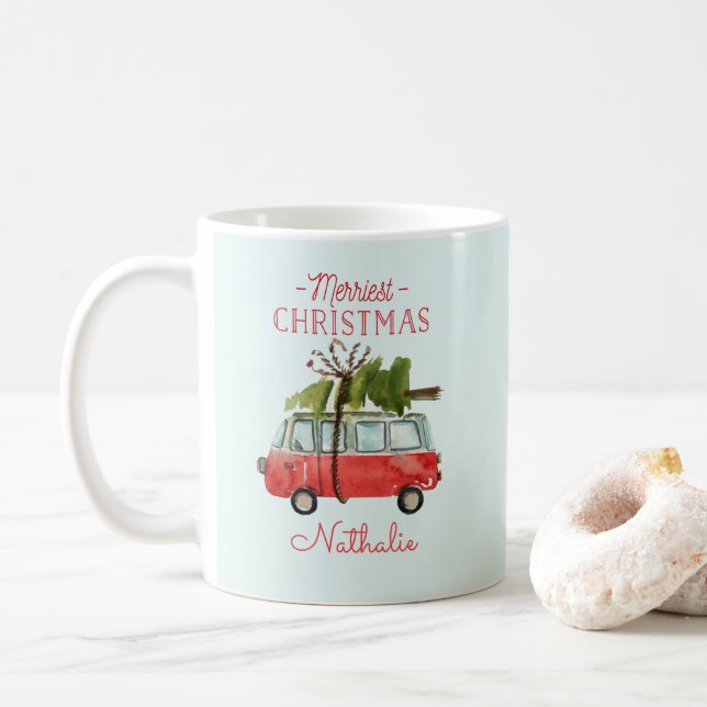 Frohe Weihnachtskarte Kaffeetasse (Mit Donut)