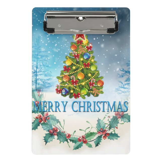 Frohe Weihnachtskarte Mini Klemmbrett (Vorderseite)