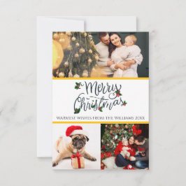 Frohe Weihnachtskarte mit 3 Fotos Dankeskarte