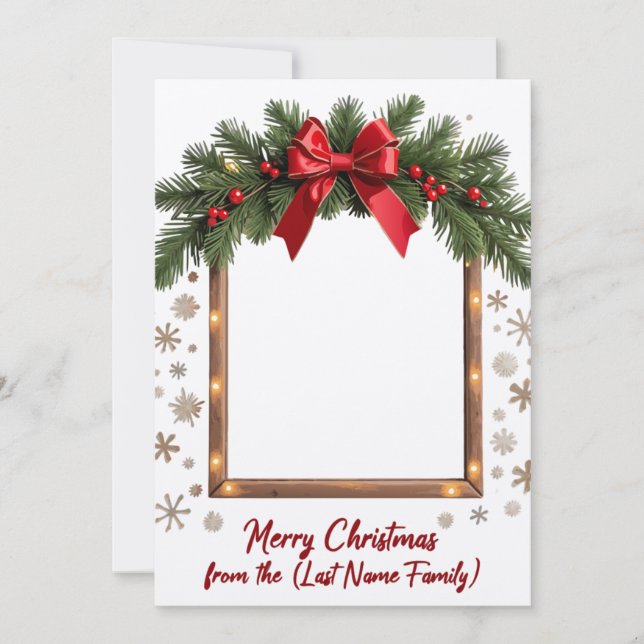 Frohe Weihnachtskarte mit festem Garland Rahmen Einladung (Vorderseite)