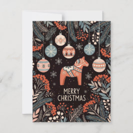 Frohe Weihnachtskarte mit Ornamenten Feiertagskarte