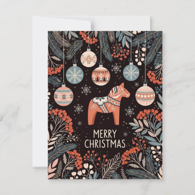 Frohe Weihnachtskarte mit Ornamenten Feiertagskarte (Vorderseite)