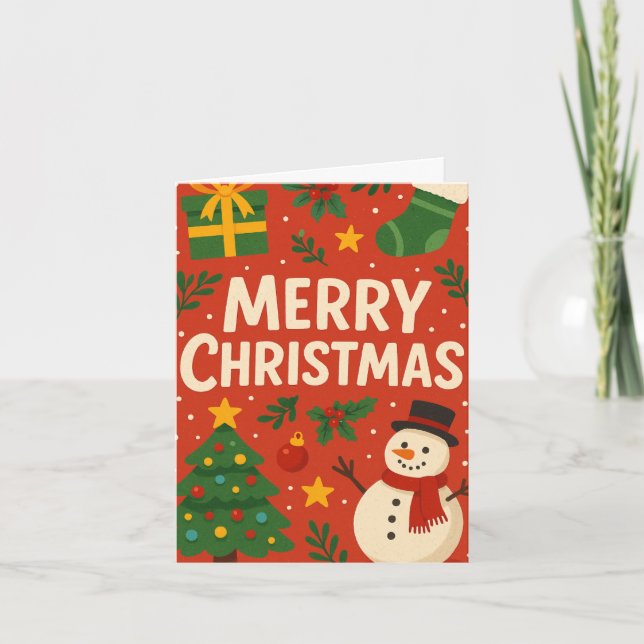 Frohe Weihnachtskarte mit Snowman Karte (Vorderseite)