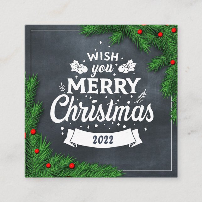 Frohe Weihnachtskarte Quadratische Visitenkarte (Vorderseite)