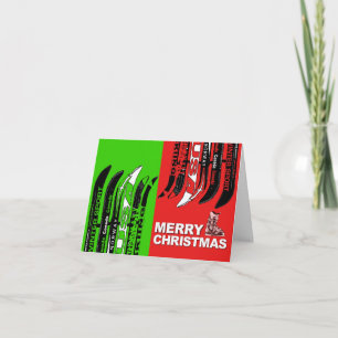 Frohe Weihnachtskarte Ski Boot Snow Blade Feiertagskarte