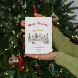 Frohe Weihnachtskarte | Snowy Winter House Scene Feiertagskarte