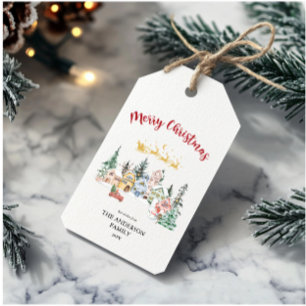 Frohe Weihnachtskarte   Snowy Winter House Scene Geschenkanhänger