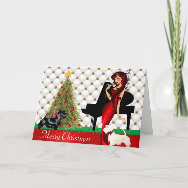 Frohe Weihnachtskarte von ausgefeilter Frau Feiertagskarte (Vorderseite)