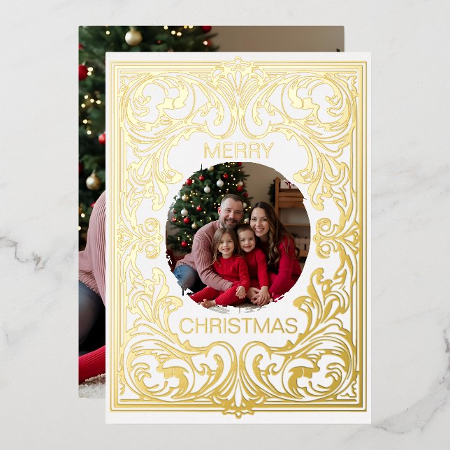 Frohe Weihnachtskarte Vorlage Jugendstil bearbeitb (Vorderseite/Rückseite)