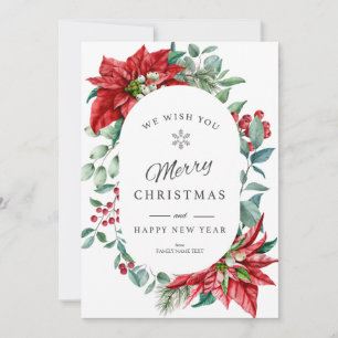 Frohe Weihnachtskarte Weihnachtspoinsettia Rahmen Feiertagskarte