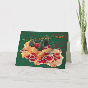 Frohe WeihnachtskARTEN Bäume Gold rote Bänder Dankeskarte