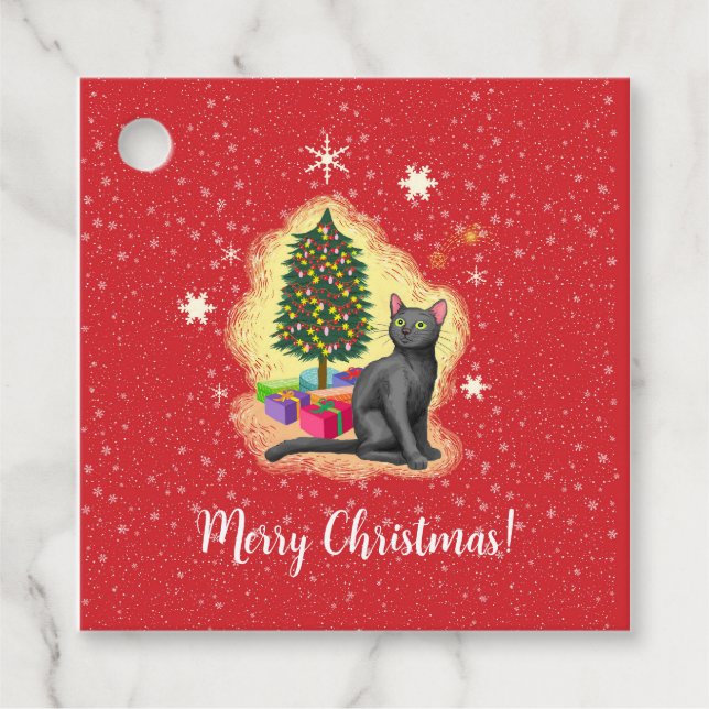Frohe Weihnachtskat Geschenkanhänger (Vorderseite)