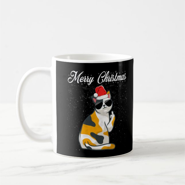 Frohe Weihnachtskat Middle Finger Rude Xmas Ugly C Kaffeetasse (Links)