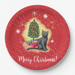 Frohe Weihnachtskat Pappteller