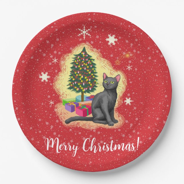 Frohe Weihnachtskat Pappteller (Vorderseite)