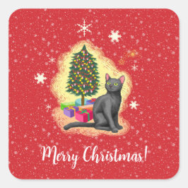 Frohe Weihnachtskat Quadratischer Aufkleber
