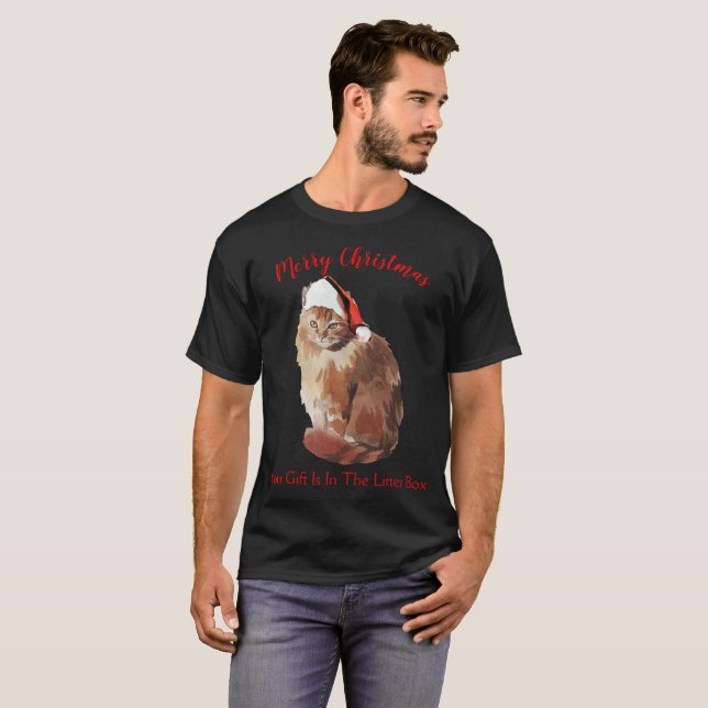 Frohe Weihnachtskat T-Shirt (Vorne ganz)