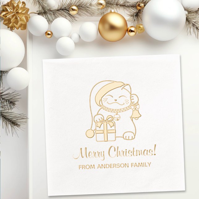 Frohe Weihnachtskatze aus der Familie Servietten Mit Folie (Von Creator hochgeladen)