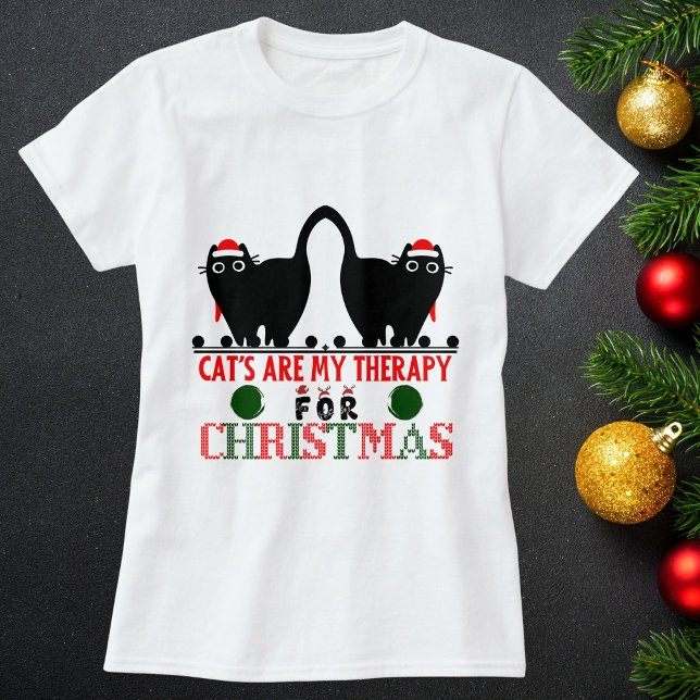 Frohe Weihnachtskatze Funny Niedlich Personalize H T-Shirt (Von Creator hochgeladen)