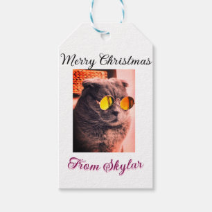 Frohe Weihnachtskatze Haustier Liebe Foto Geschenkanhänger
