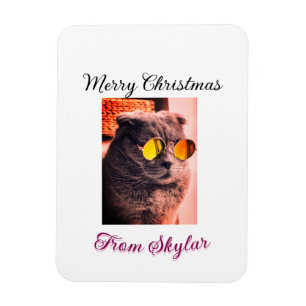 Frohe Weihnachtskatze Haustier Liebe Foto Magnet