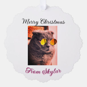Frohe Weihnachtskatze Haustier Liebe Foto Ornament Karte