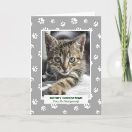 Frohe Weihnachtskatze mit Paw Prints Pet Foto Feiertagskarte