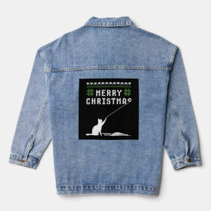 Frohe Weihnachtskatze Ugly Sweater Jeansjacke