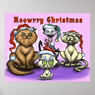 Frohe Weihnachtskatzen Poster