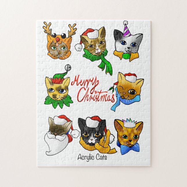 Frohe Weihnachtskatzen Puzzle (Vertikal)